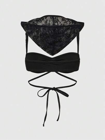 J-Fashion Y2K Grunge Style Cross Print Wire-Free Bra, Versatile Women's Lingerie