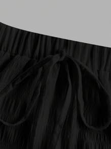 SHEIN EZwear Women's Casual Holiday Multi-Tier Cake Skirt, Suitable For Summer Suitable For Going Out Chic Dress - Black - View 3