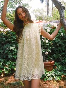 WESTFADE Vestido de encaje tipo baby doll - Amarillo - Ver 3