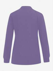 SHEIN TaskFit Contrast Color Zipper Pocket Long Sleeve Scrub Uniform Jacket - Purple - View 2