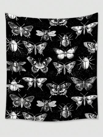 Fairycore 1 Pc Polyester Tapestry With Butterfly, Moth, Bee, Beetle Graphic Print, Suitable For Daily Living Room Bedroom Wall Decor, Camping Decor, All Season Tapestry 1391410
