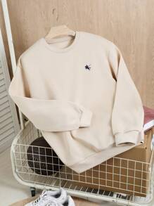 SHEIN Manfinity Dauomo Sudadera básica de cuello redondo con bordado y manga larga para hombre