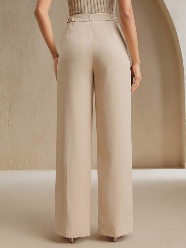 Ladies' Spring And Summer Pocket Heavy Craftsmanship, Hot Stamping, Handmade Nail Bead, Khaki Suit Pants