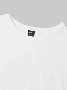 SHEIN EZwear paquete de 5 camisetas de manga corta ajustadas de color liso básico - Marrón - Ver 11