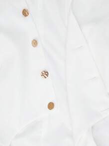 GENKIRA Bộ vest không tay cao cấp thanh lịch kiểu cổ điển trang trí nút và quần ống rộng ống đứng rộng rãi - trắng - Xem 7