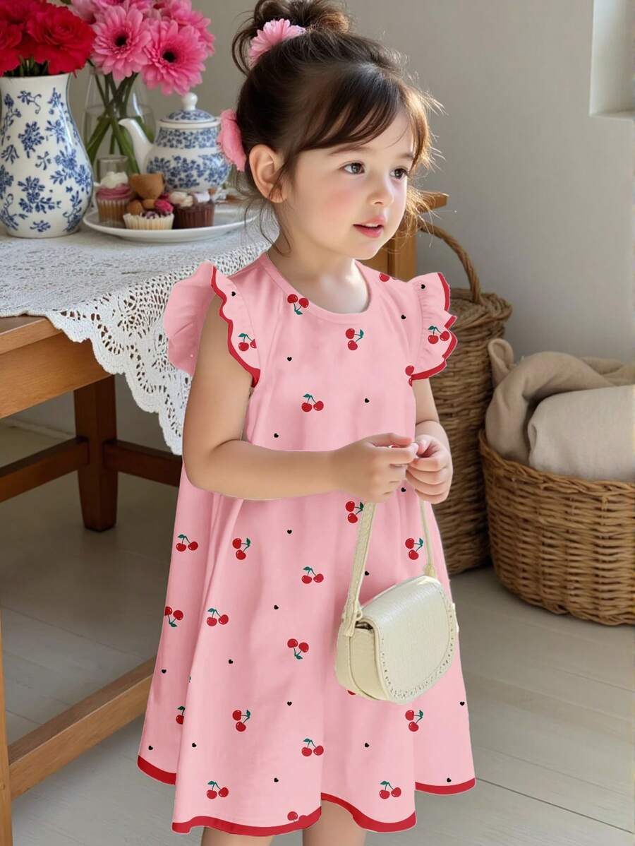 SHEIN Happikins Young Boy Casual Minimal Ruffle Hem Dress, Suitable For Summer - Multicolor - View 1