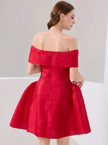 Modelyn Französisches Design Off-Shoulder Abendkleid - Rot - Übersicht 2