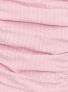 Nöista Top corto de hombros descubiertos rosa pastel con detalle fruncido en el frente y mangas abultadas de globo. Hecho de una tela ligera y transpirable para comodidad durante todo el día. Elegante, femenino, casual, primavera, verano, versátil, elegante. - Rosa - Ver 4