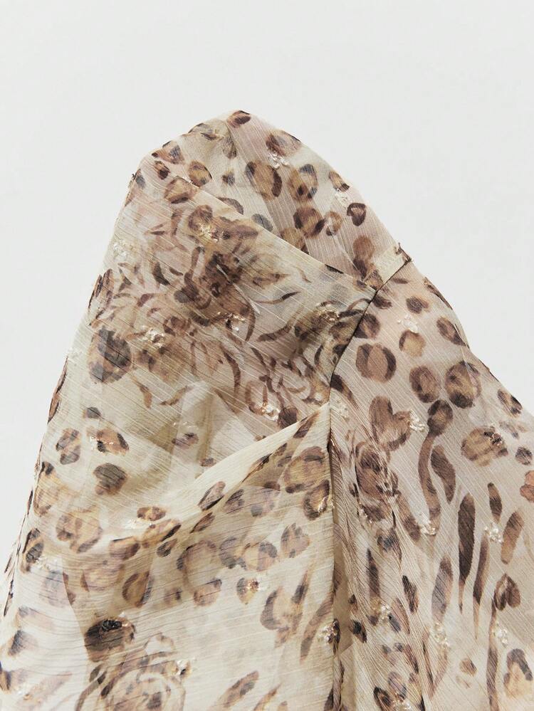 SHEIN Maija Top à la mode à manches longues avec imprimé intégral et volant à l'ourlet, idéal pour les vacances d'été, l'automne et les sorties. Style bohème occidental