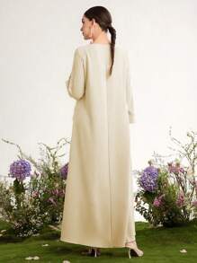 Al Najma Premium Customized 3D Embroidered Romantic Elegant Luxury Dress For Women - Yellow - View 2