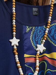 Rusticease 大码女式印花宽松短袖圆领假日风长款夏季连衣裙 - 彩色 - 查看 6