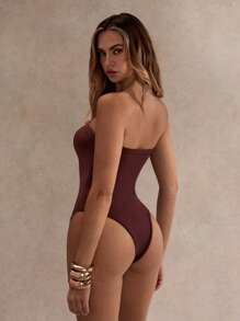 Glamine Women's Solid Color Halter Bodysuit, Sexy Summer Style,Bodysuits For Wome,Summer Outfits For Women - Brown - View 7