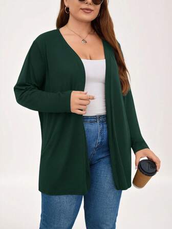 SHEIN LUNE Veste ample, simple et unie de grande taille