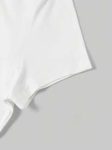 SHEIN EZwear paquete de 5 camisetas de manga corta ajustadas de color liso básico - Marrón - Ver 15