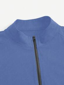 TaskEZ Chaqueta de uniforme de manga larga con bolsillo con cremallera de color contrastante - Agua verde azul - Ver 3