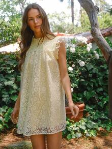 WESTFADE Vestido de encaje tipo baby doll - Amarillo - Ver 4