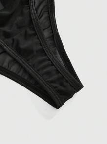 ROMWE Goth Plus Size Women Gothic Cross Accent Mesh Dark Punk Thong