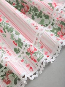 Sweetra Vestido romántico de vacaciones con dobladillo con volantes, estampado floral diminuto y patchwork, para primavera/verano - Multicolor - Ver 5