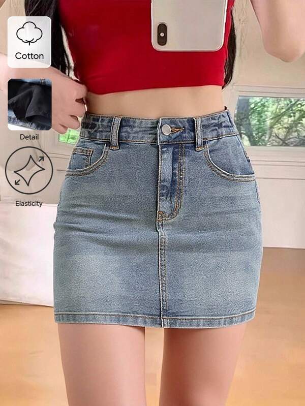 Moderne Mädchen Y2K Retro ausgewaschene Katzenbart Muster Leggings mit verstellbarem elastischem Bund und Jeans-Rock, eleganter Straßen-Stil für Teenager