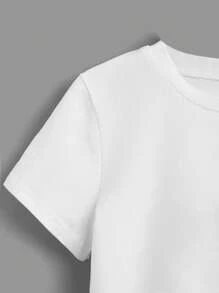 SUPERMAN X SHEIN Young Boy Casual Logo And Fist Print Short Sleeve White T-Shirt, Summer
