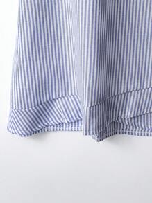 EMERY ROSE Plus Size Women Casual Striped Loose Blouse For Autumn - Blue - View 3