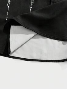 Manfinity AFTRDRK Camisa casual de manga corta de solapa única con estampado de lentejuelas para hombres