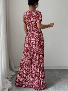 Selianne 女士优雅植物印花褶皱连衣裙 - 彩色 - 查看 2