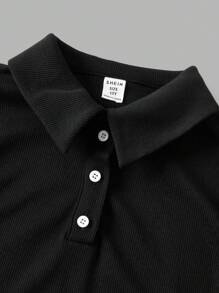 Tween Girl Casual Comfort T-Shirt With Collar And Contrasting Color Splicing A-Line Skirt 2-Piece Set