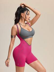 Innovista Bộ đồ tập thể thao liền mạch, hỗ trợ cao, nhanh khô, thích hợp mặc hàng ngày, yoga, tập HIIT, từ văn phòng đến phòng tập, quần bó sát, đồ năng động, quần áo mùa thu, áo ngực & áo liền quần chống tia UV, thoải mái vận động, chức năng, chạy bộ, tập thể dục ngoài trời, sức khỏe, kiểu dáng TT Viral Look, thiết kế cắt xẻ, siêu liền mạch, phong cách tiện dụng. - Màu Hồng Tươi - Xem 14