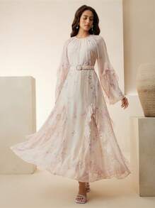 Anewsta Spring/Summer New Beach Resort Style Ruffled Patchwork Loose Long Sleeve Dress For Women - Multicolor - View 6