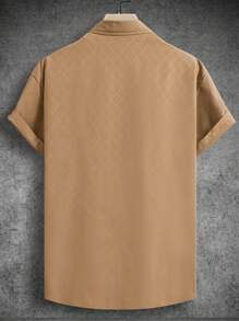 Manfinity Homme Camisa de manga corta diaria sencilla para hombres (corte irregular)