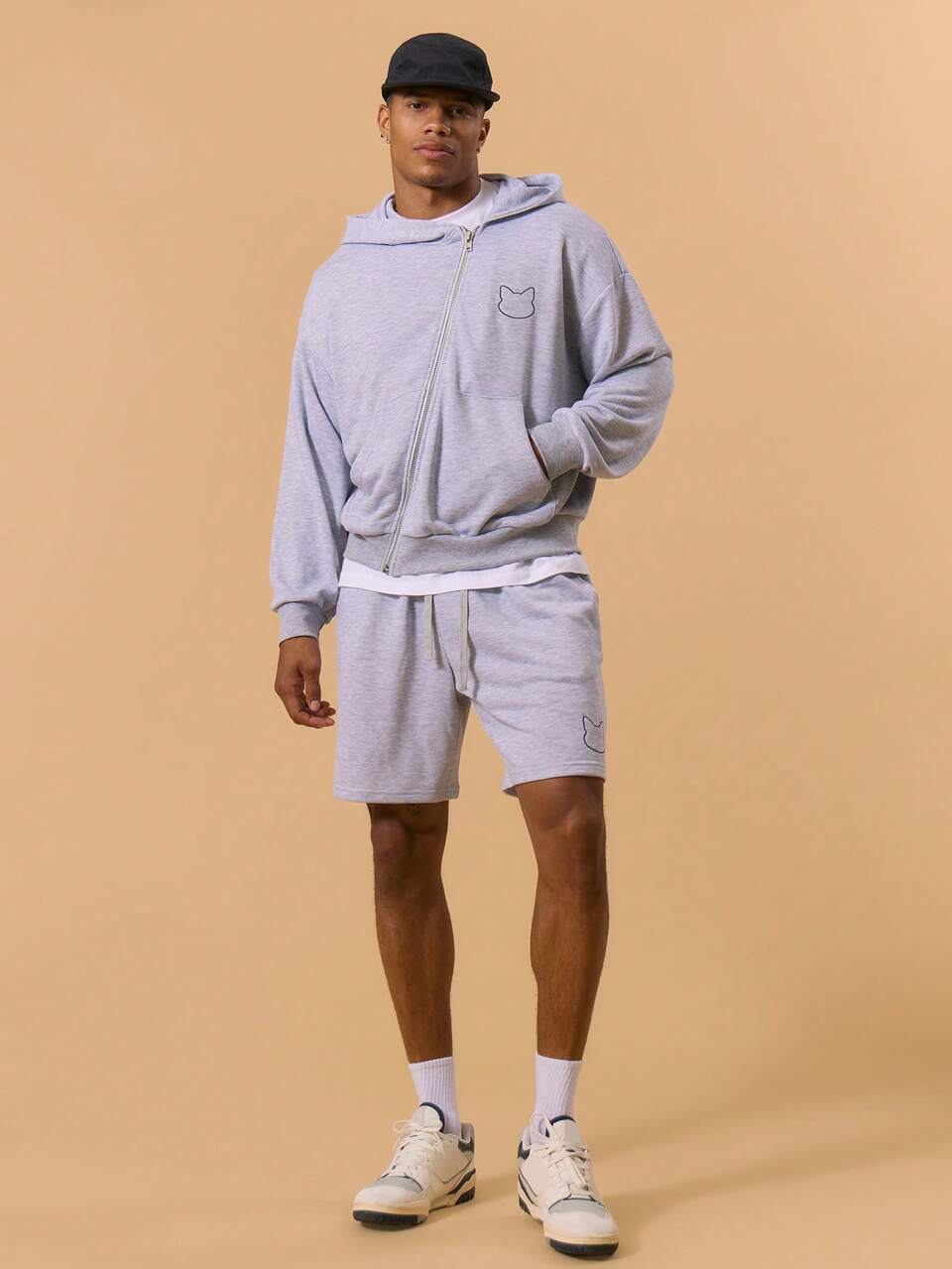 Moletom com Capuz de Manga Longa e Zíper Masculino, Detalhe de Bordado, Conforto para Lazer, Verão e , Férias