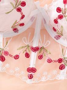 SHEIN Women's White Lifting Bra With Embroidery Detail, Underwire Push-Up