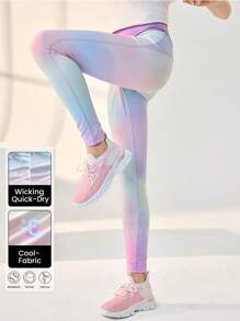 JNSQ Tween Girl Tie-Dye Print Outdoor Sports Leggings - Purple - View 12