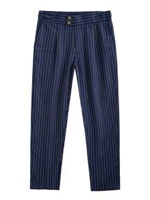 Manfinity Mode Pantalones de traje con estampado de rayas y bolsillos para hombre, use casual para negocios