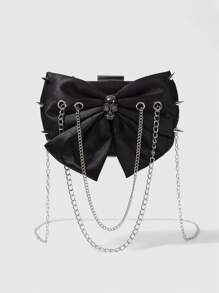 ROMWE Goth 女士金属链条手拿包，简约实用，多功能