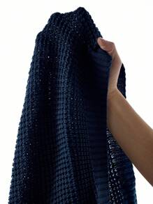 Manfinity CityGents Áo sơ mi dệt kim tay ngắn cài nút phía trước màu trơn cho nam, mùa hè - Màu xanh hải quân - Xem 7