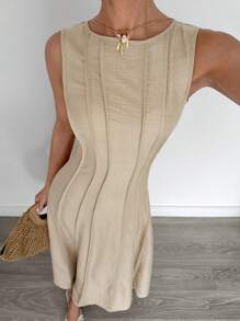 Siren Gaze Novos Lançamentos Vestido Evasê com Franzido sem Mangas para o Verão