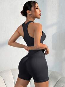 Sleeveless Top And Shorts Set, Solid Color, Fashionable For Summer Workout Clothes Women Women Sports Outfit Workout Gear Women Workout Top Women Women Clothing Athletic