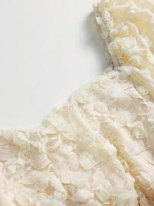 Elenzga Plus Size Embroidered Flounce Hem Short Sleeve Blouse - Apricot - View 4