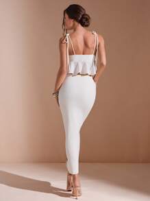 L'Amorae 女士水彩花卉华夫格针织印花两件套服装