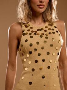 SHEIN BAE Vestido de suéter corto sin mangas con lentejuelas para mujer