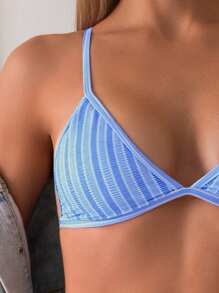 Swim Mod Đồ bơi bikini sọc cho nữ đi biển/nghỉ dưỡng cho kỳ nghỉ hè trên bãi biển - Màu xanh nhạt - Xem 5