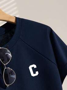 INAWLY 女士休闲字母印花 T 恤和短裤两件套，夏季