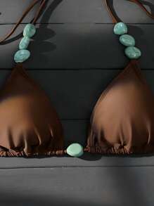 Swim Vcay 女士夏季沙滩吊带项链，搭配翡翠大理石绿色纹理装饰，适合海滩、泳池、休闲派对、度假、春夏季