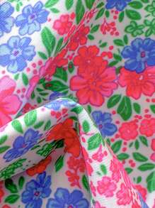 Swim Mod 2pcs/Set Women Random Floral Print Spaghetti Strap Sexy Bikini Set, Summer