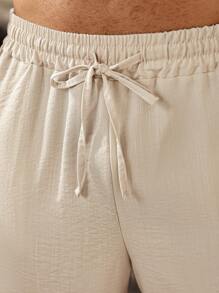 Manfinity Homme Pantaloni casual da uomo taglie forti con vita con cordoncino, tasche, pantaloni da vacanza, pantaloni casual da uomo - Albicocca - Visualizzare 2