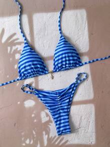 Elavelle Springbreak Printed Spaghetti Strap Sexy Bikini Set For Women, Summer Beachwear - Multicolor - View 3