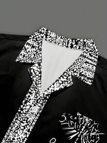 Manfinity RSRT Set de 2 piezas camisa de manga corta casual y pantalón corto con cordón para hombre