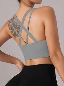 Easithlete 简约纯色无缝运动文胸套装 - 彩色 - 查看 4